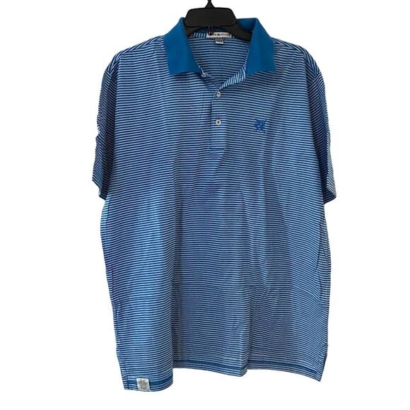 Peter Millar Mens Country Club Golf Casual Polo Shirt Blue & White Striped Large - Picture 1 of 7